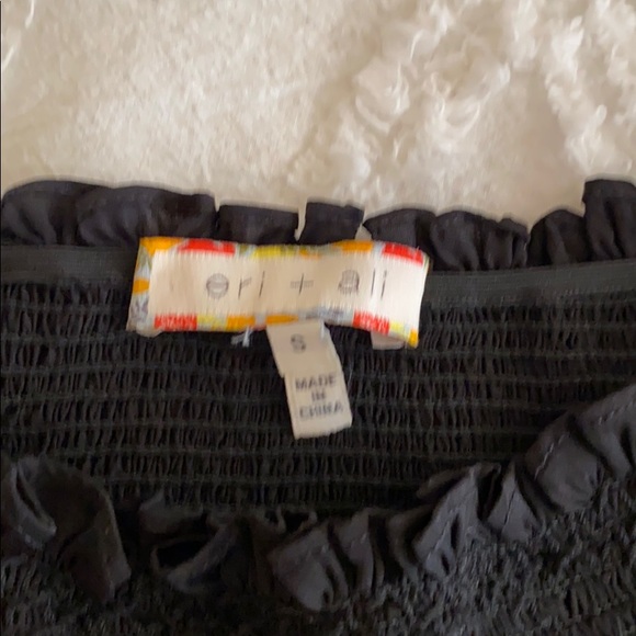 🧡 Anthropologie X Eri + Ali Black Lace Off The Shoulder Dress Shirt - Picture 7 of 8